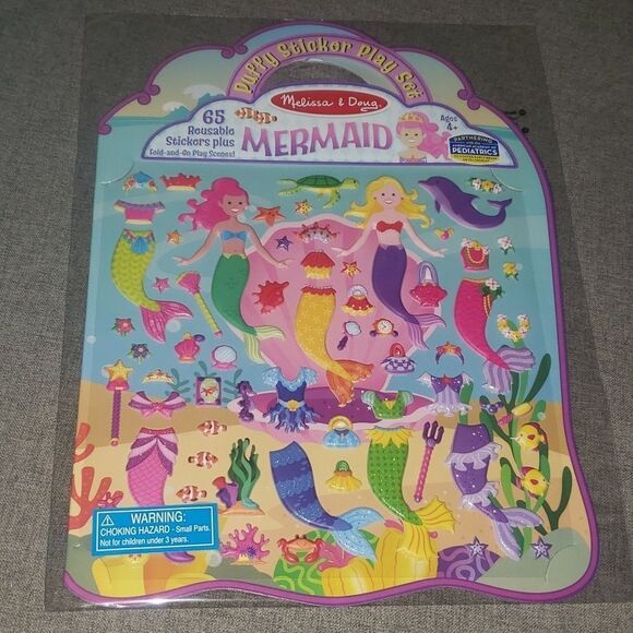 THREE Melissa & Doug mermaid puffy stickers + play scenes great for a party - Picture 1 of 15
